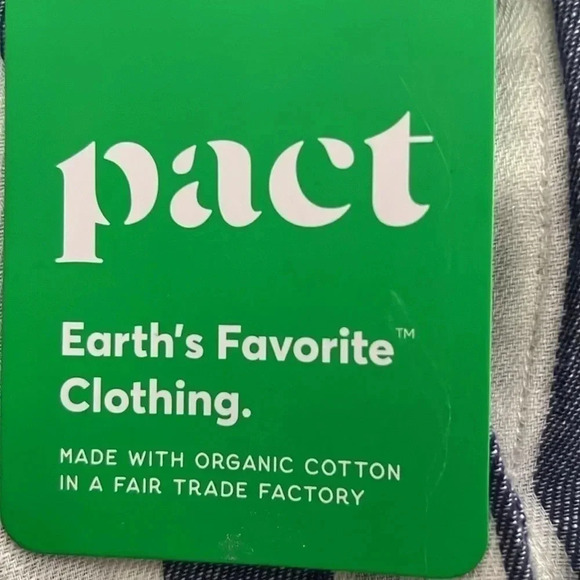 PACT Organic Cotton Blue Stripe Print shorts Romper size Medium NWT - Picture 11 of 11